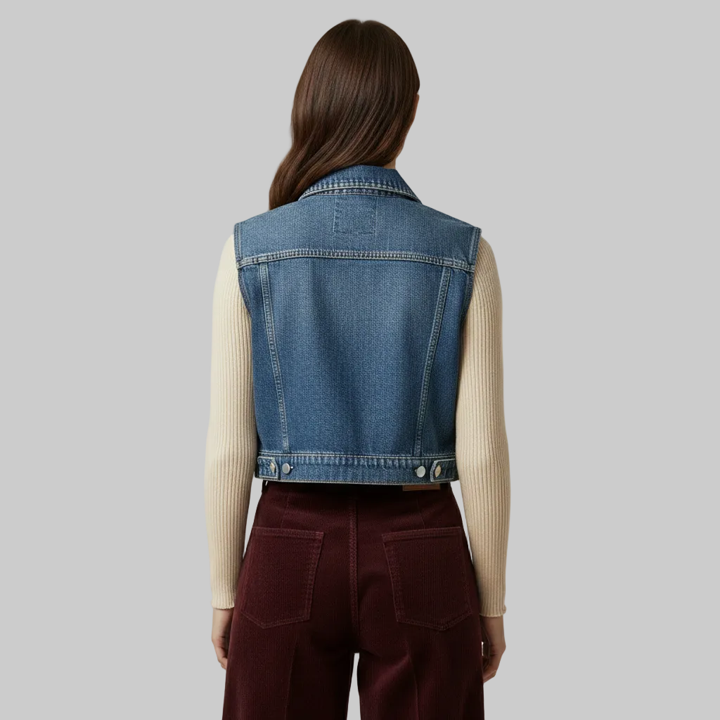 Women's Cropped Denim Vest