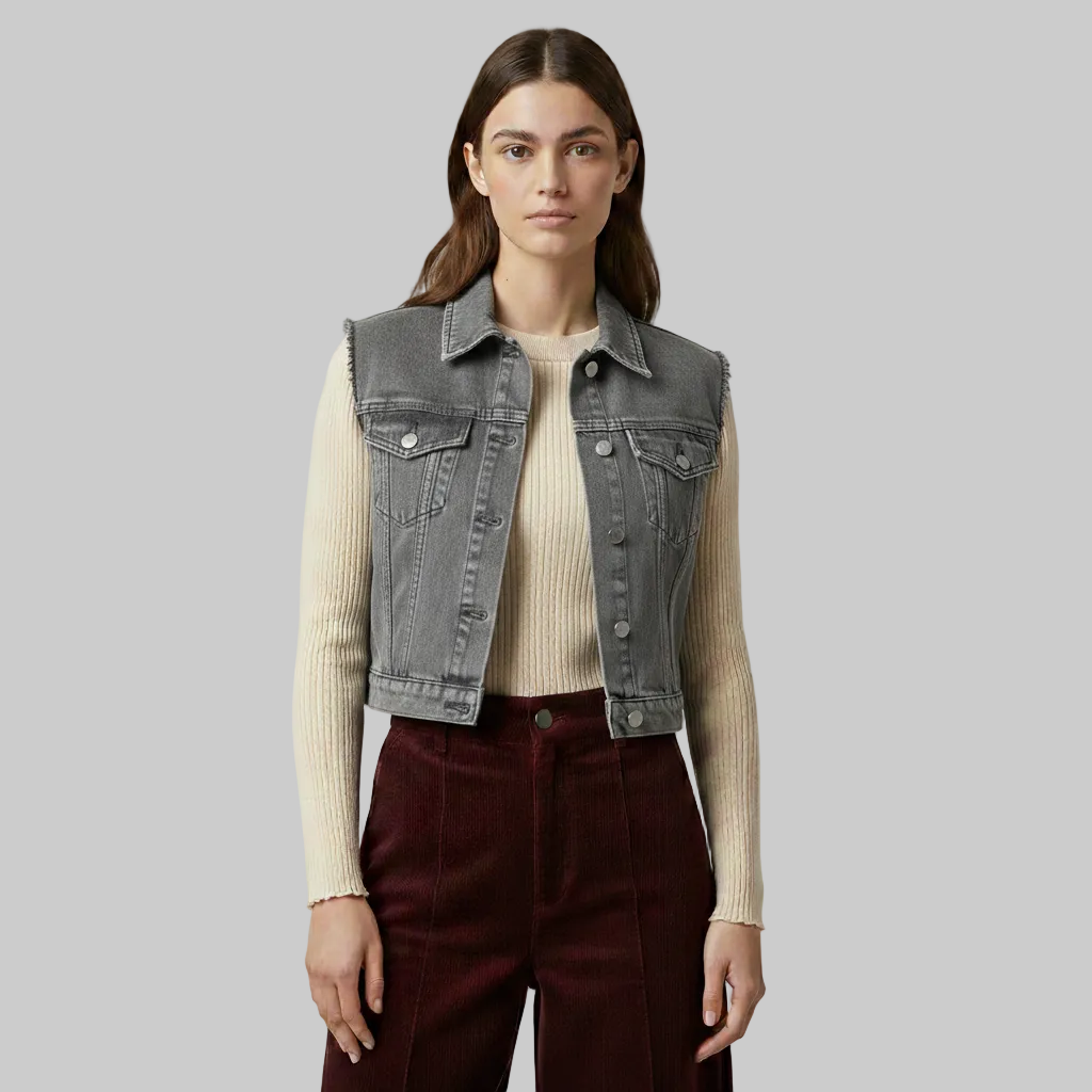 Women's Cropped Denim Vest