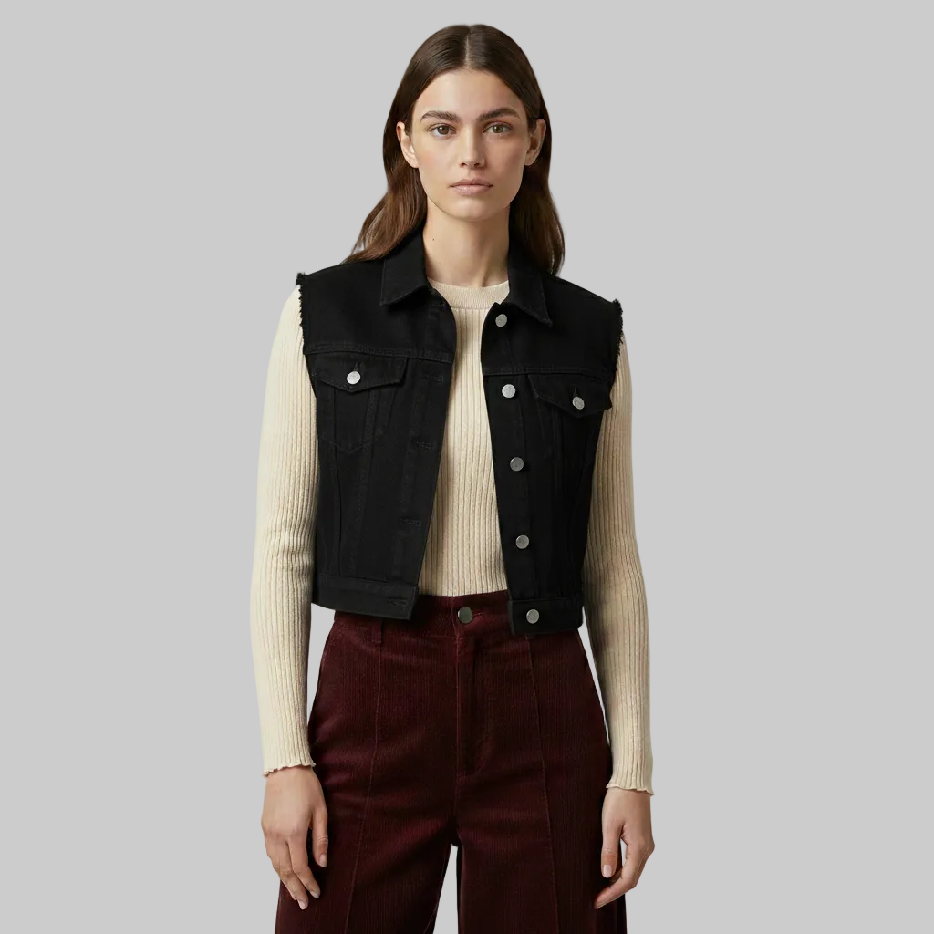 Women's Cropped Denim Vest