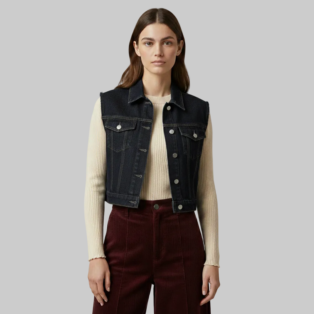 Women's Cropped Denim Vest