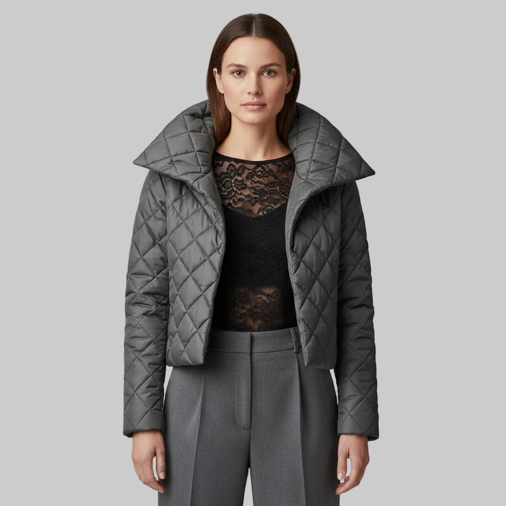 Women's Metallic Quilted Cropped Puffer Jacket