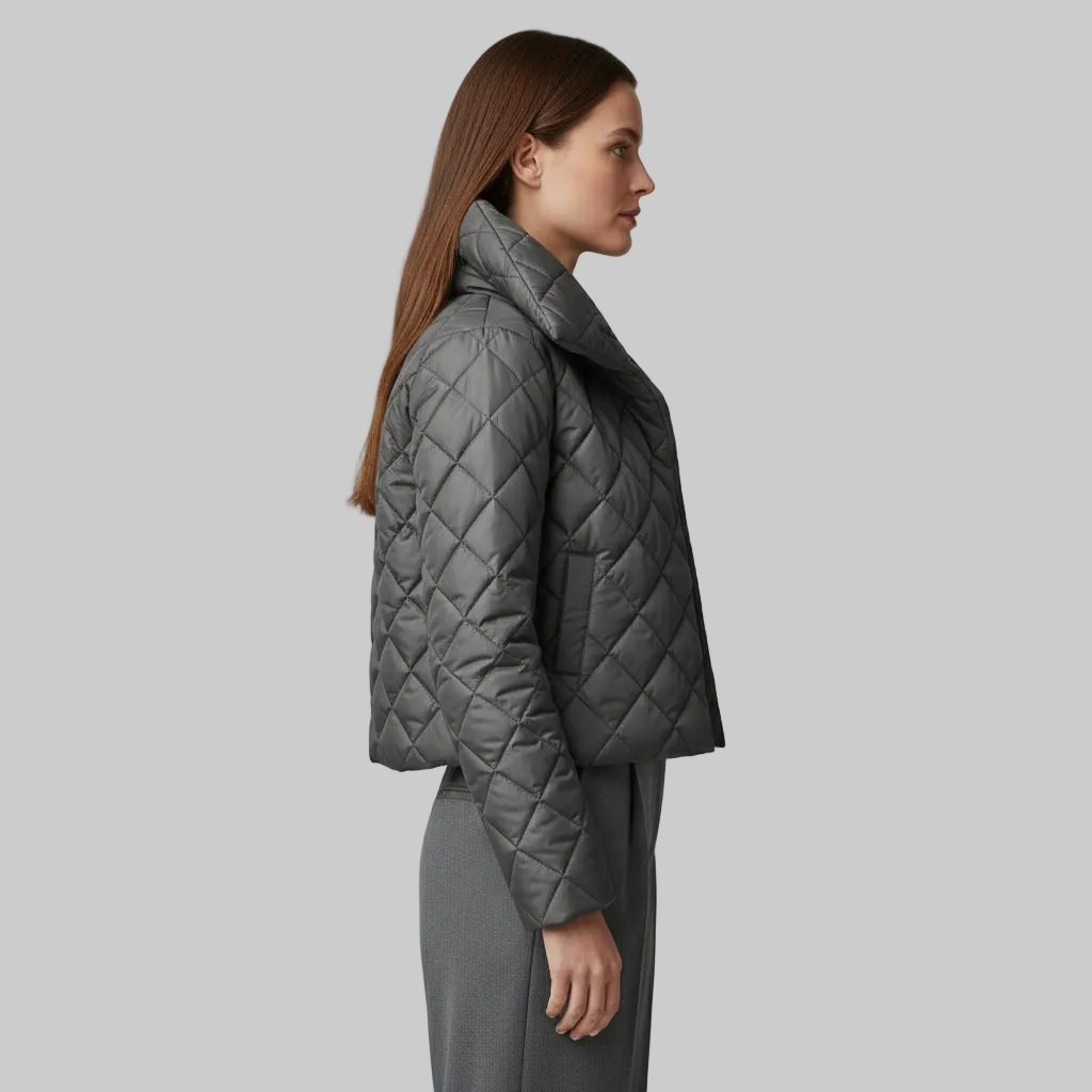 Women's Metallic Quilted Cropped Puffer Jacket
