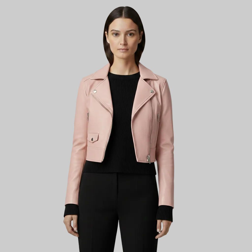 Women's Cropped Moto Leather-Look Jacket