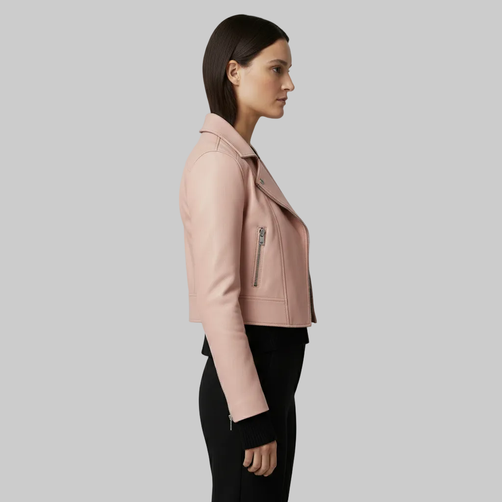Women's Cropped Moto Leather-Look Jacket
