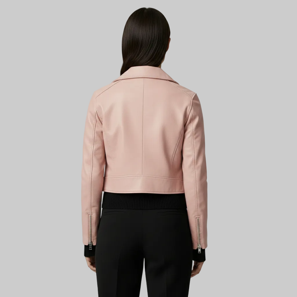Women's Cropped Moto Leather-Look Jacket