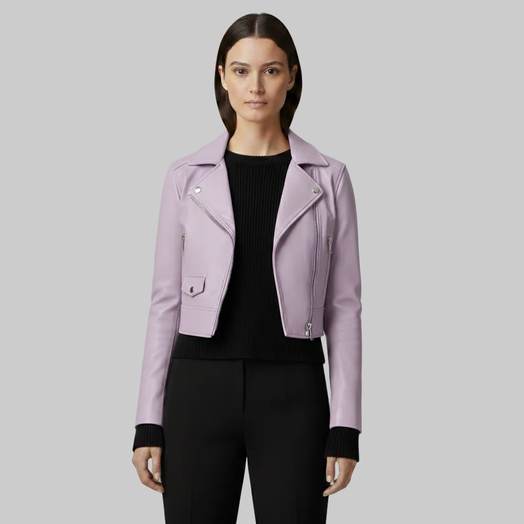 Women's Cropped Moto Leather-Look Jacket