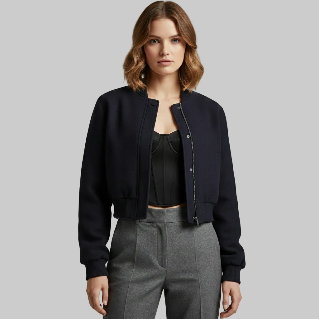 Women's Structured Cropped Bomber Jacket