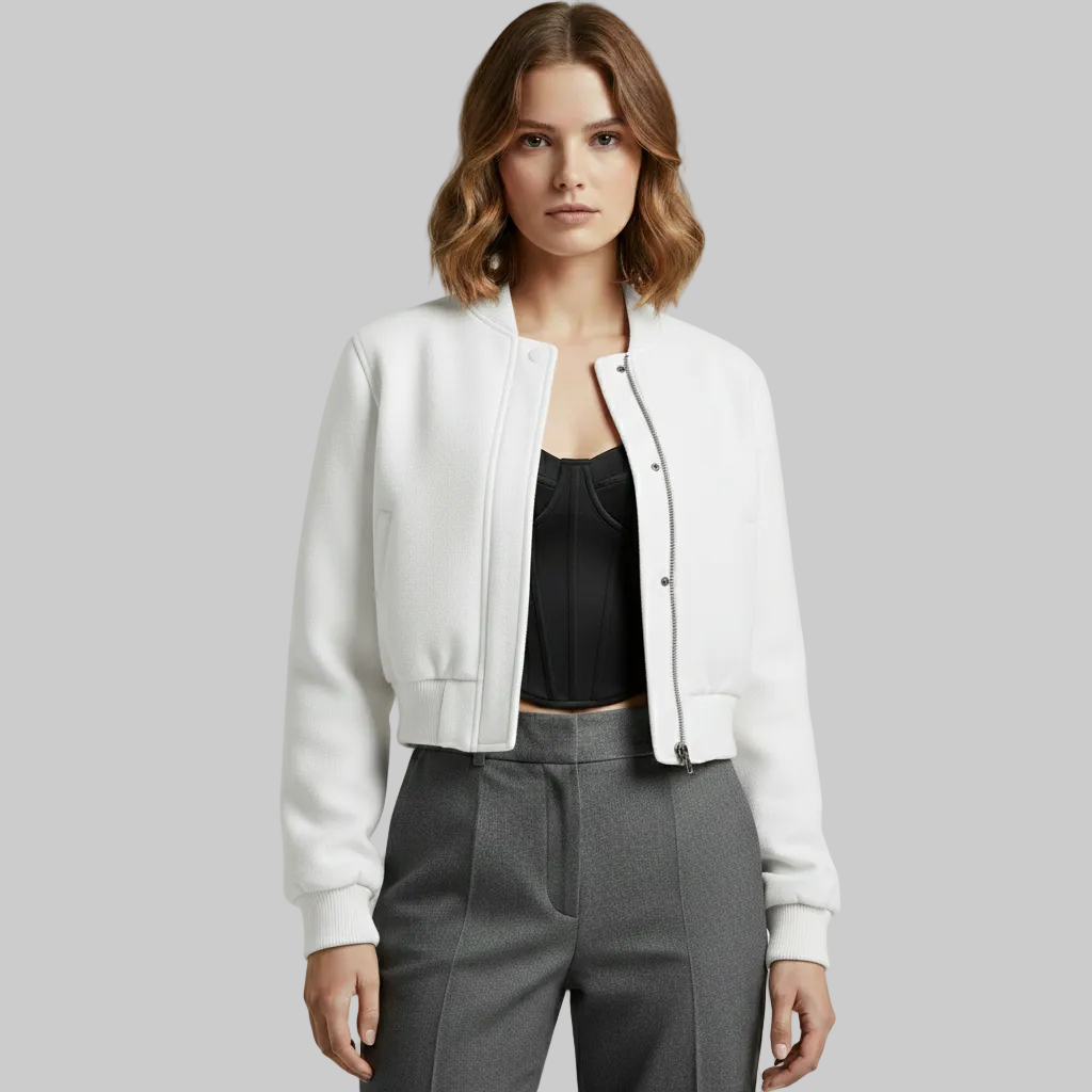 Women's Structured Cropped Bomber Jacket
