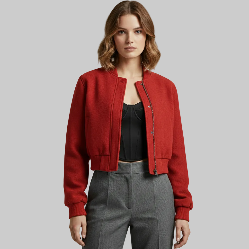 Women's Structured Cropped Bomber Jacket