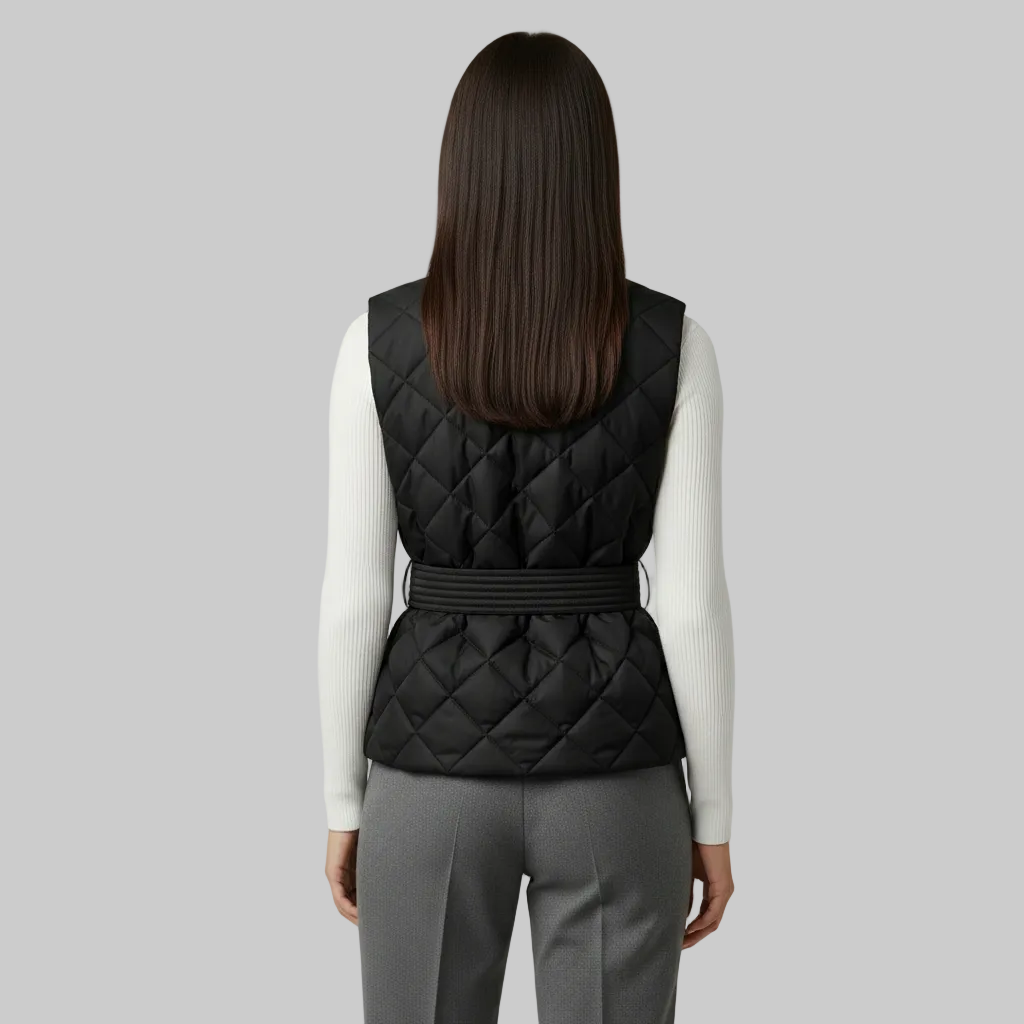 Women's Belted Diamond Quilted Wrap Vest