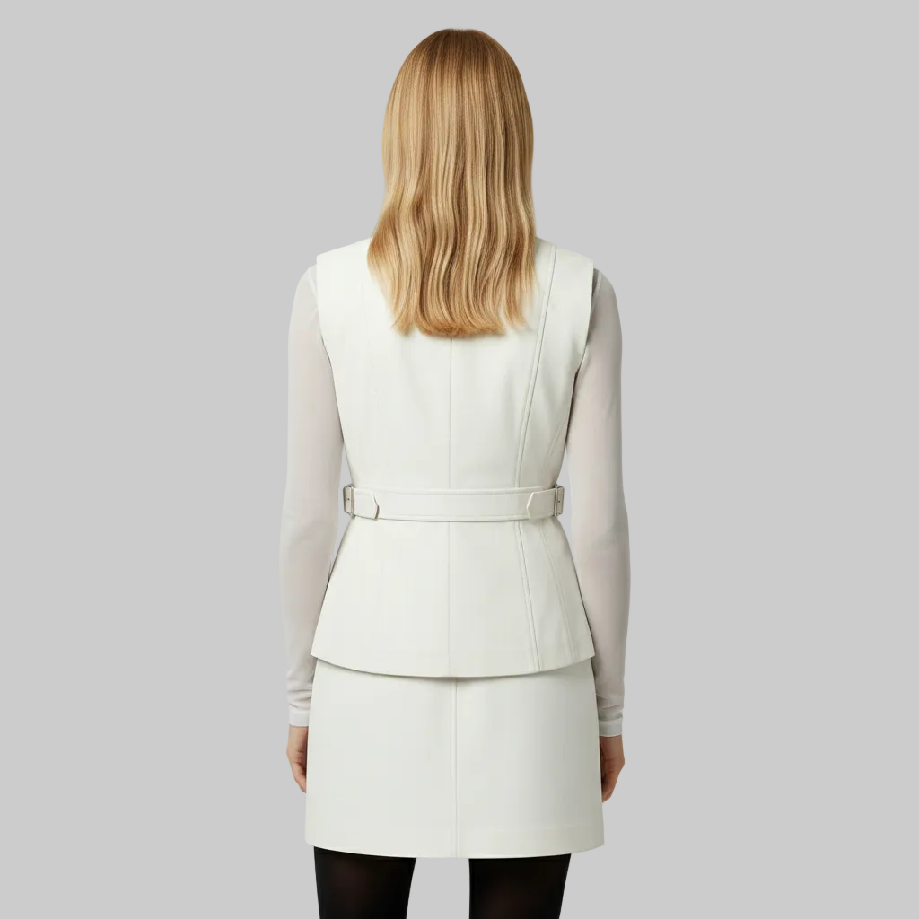 Women's Belted Vegan Leather Wrap Vest