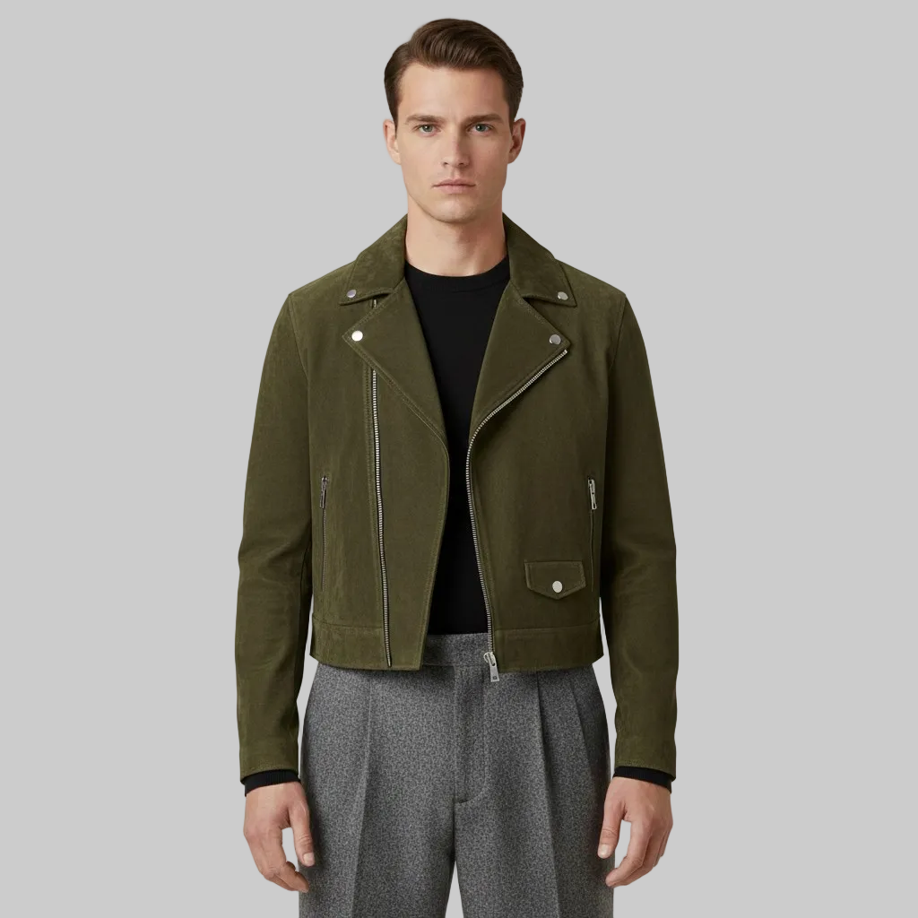 Men's Suede-Look Biker Jacket