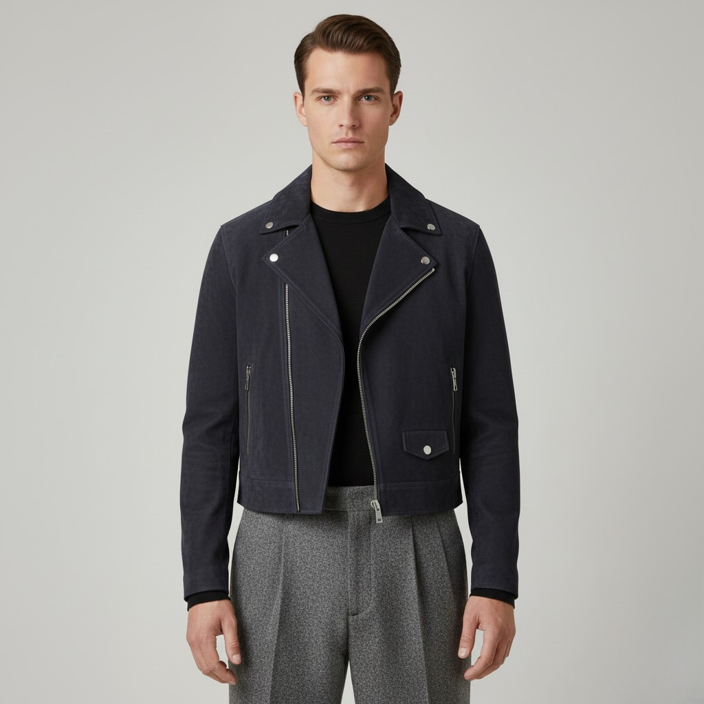 Men's Suede-Look Biker Jacket