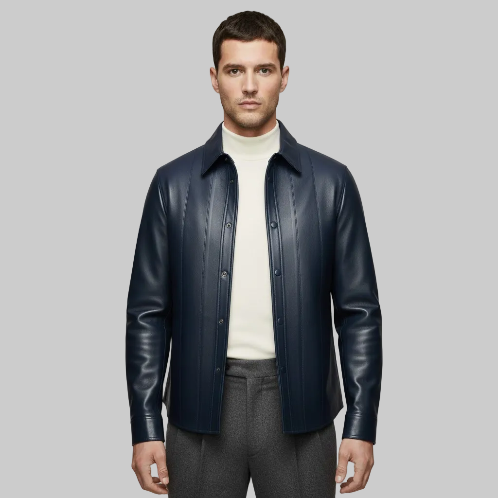 Men's Leather Shirt Jacket