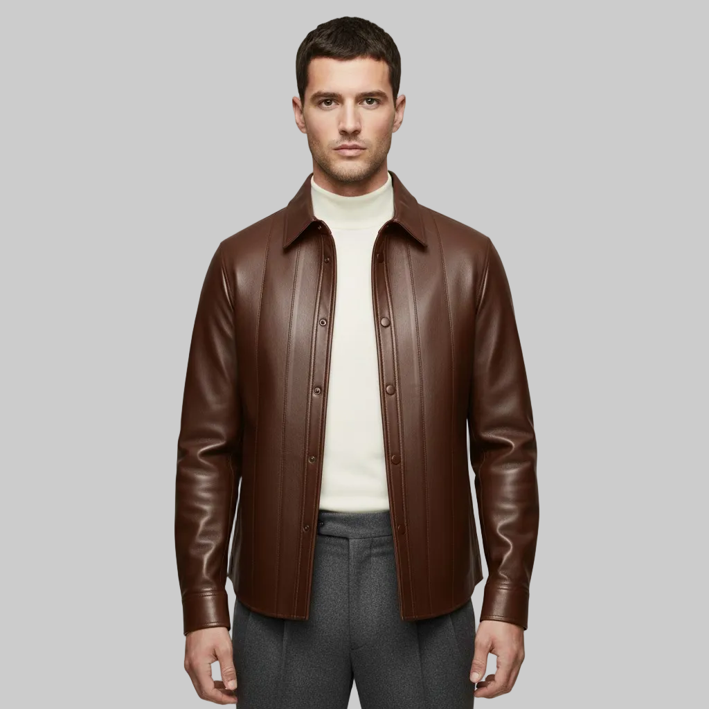 Men's Leather Shirt Jacket