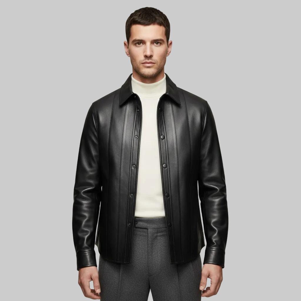 Men's Leather Shirt Jacket